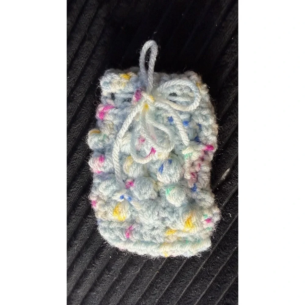 Handmade Crochet Soap Saver Massage‎ Soap Holder Drawstring Pouch Spa Gift